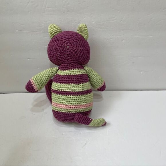 VINTAGE ANIMAL ADVENTURE CROCHETED STRIPED CAT - Picture 4 of 6